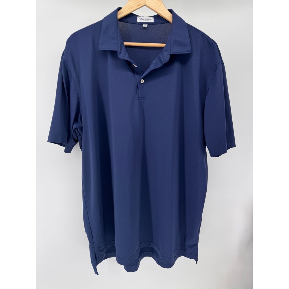 Peter Millar Summer Comfort Polo Shirt Mens XL Blue Golf Eventide Logo